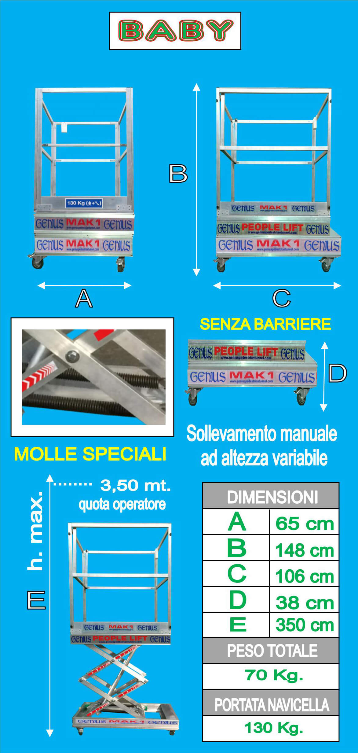 piattaforma in alluminio manuale